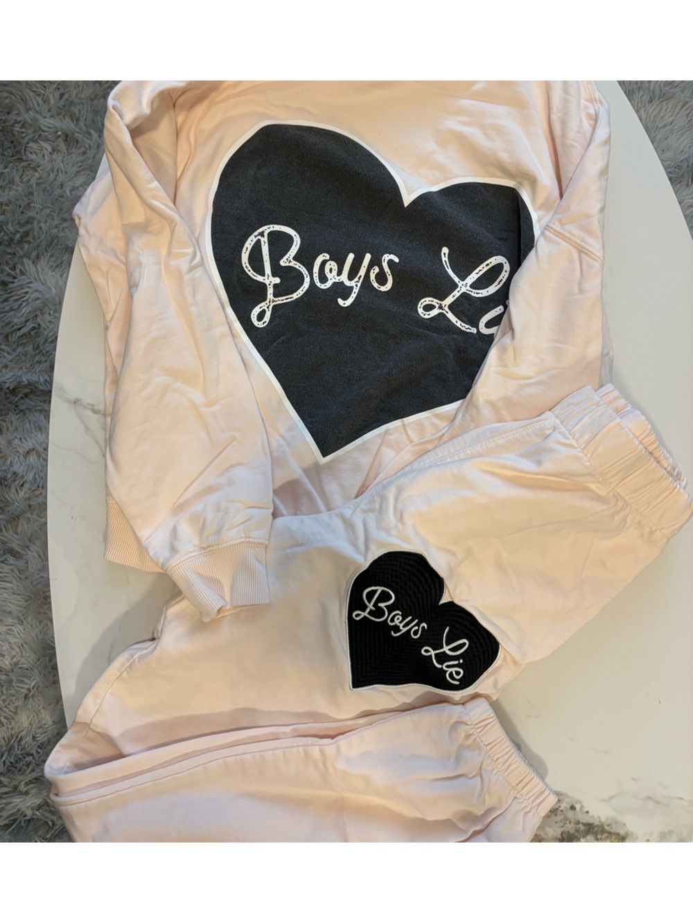 Light Pink 'Boys Lie' Heart Sweatshirt & Jogger Set